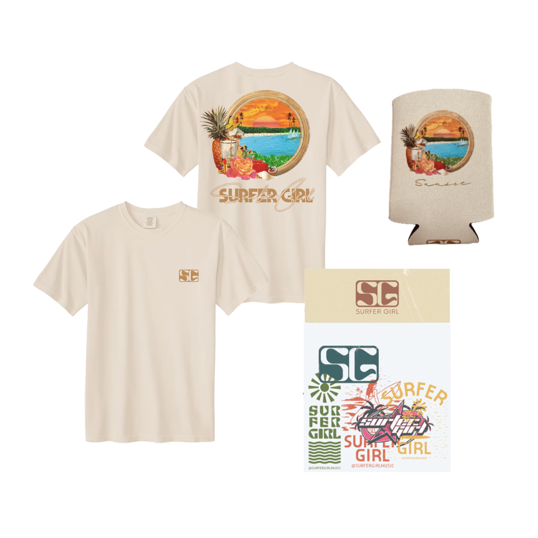 Sunset Tee + Sticker Pack + Koozie