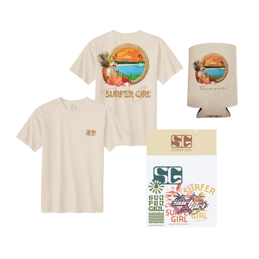 Sunset Tee + Sticker Pack + Koozie